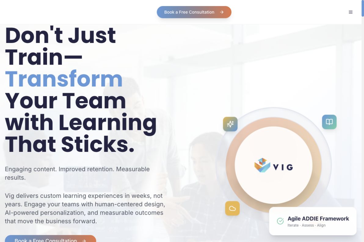 LearnVig public website preview