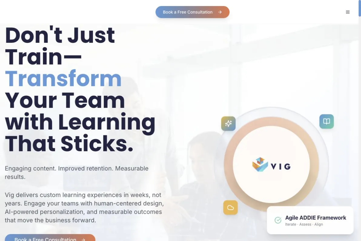 LearnVig public website or product preview