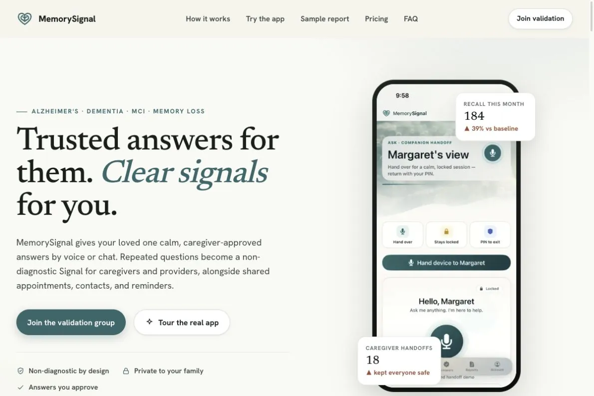 MemorySignal care experience