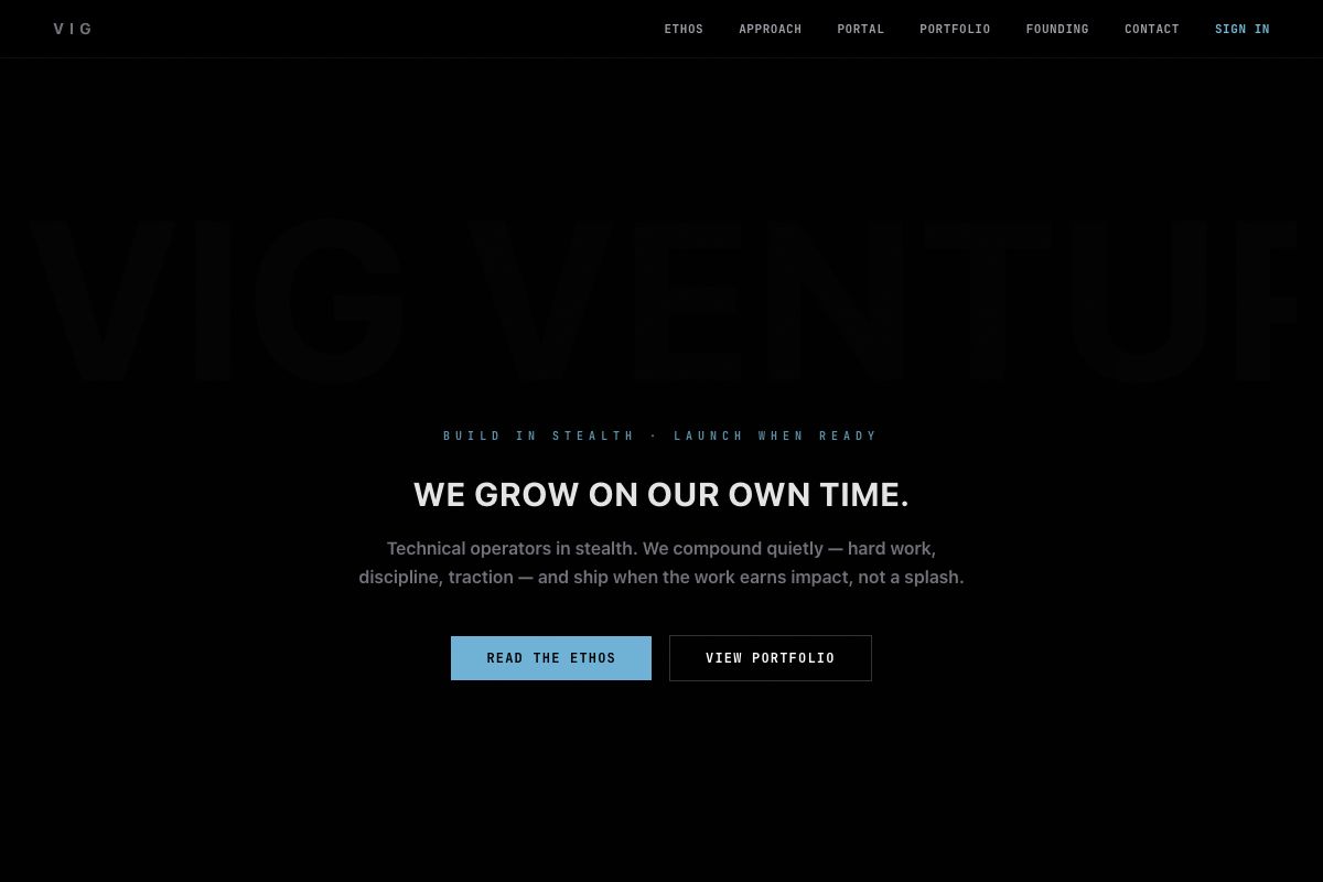 Vig Ventures public website preview